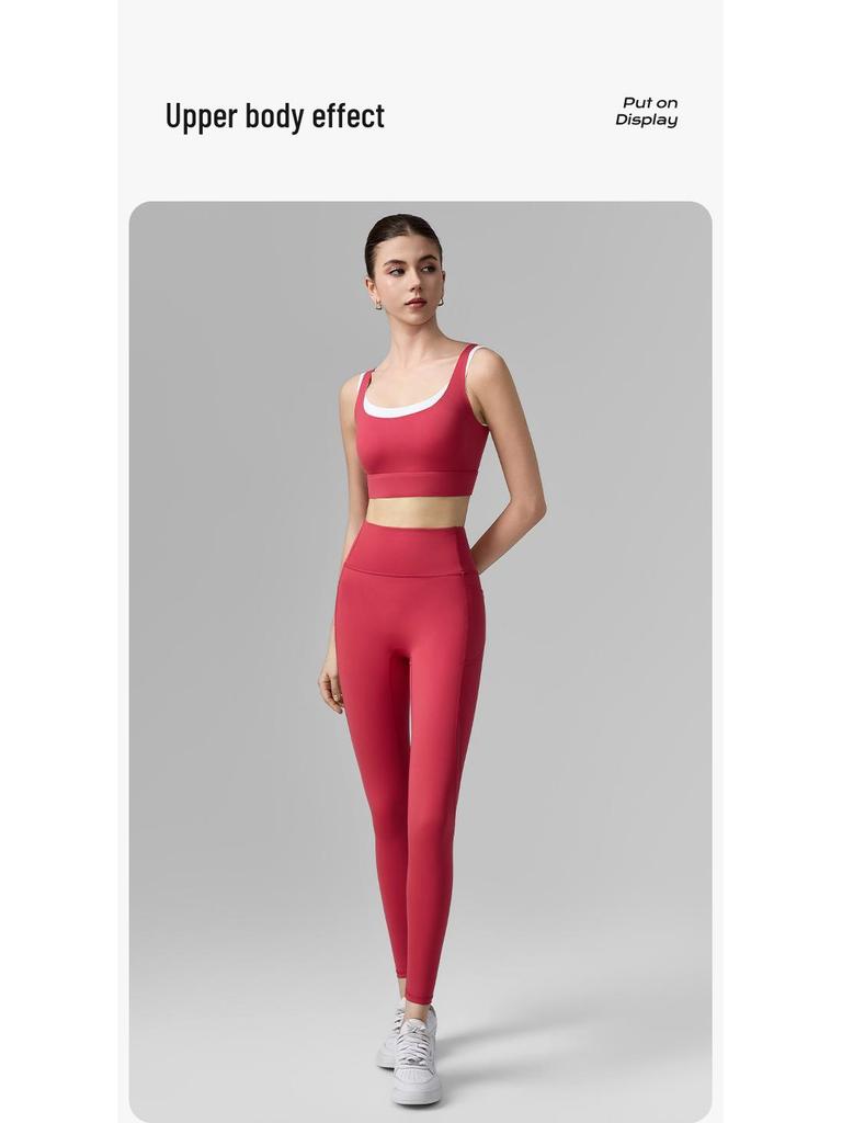 Women's Color Block Sports Bra with Chest Pads - U-Shaped Back Yoga Tank 2026