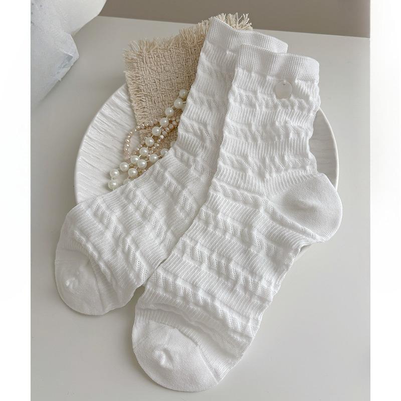 Sock Children's Mid-length Summer Lightweight Lace-up Floral-patterned Sock with Heart-shaped Bows and Multiple Layers of Socks