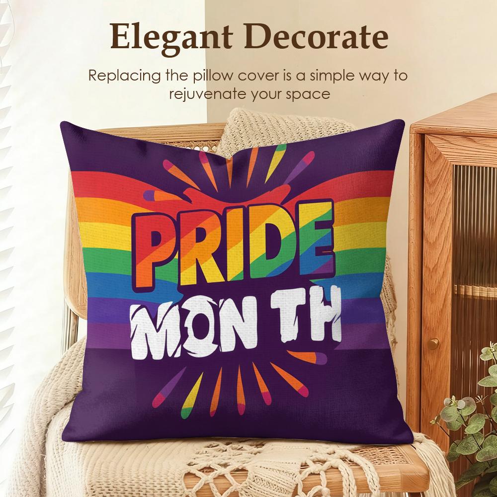 Cool Lgbt Pattern Cushion Cover Natural Linen Organic Fabric DoubleSided Printing Sofa Home Decor Gift Pillow Case