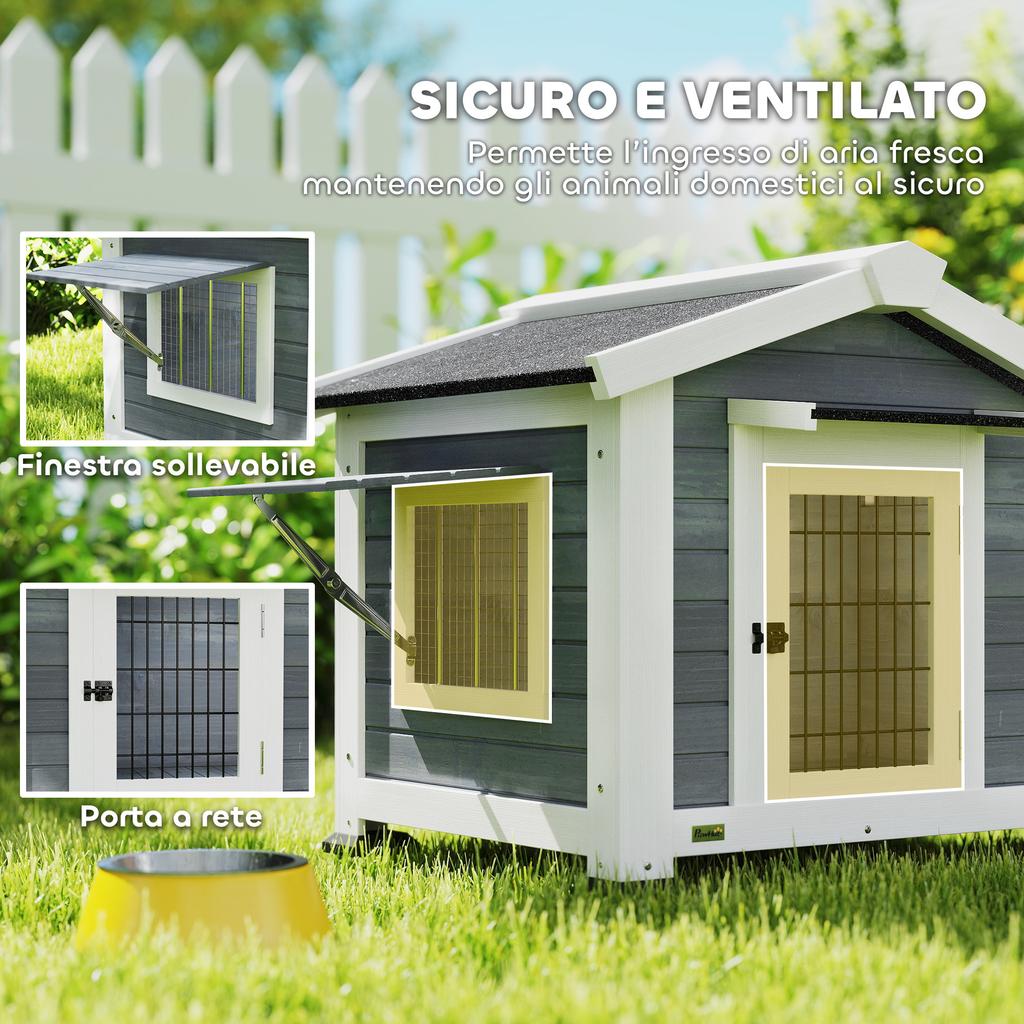 Dog Kennel Outdoor Wooden Dog House, 98x76x69.5cm