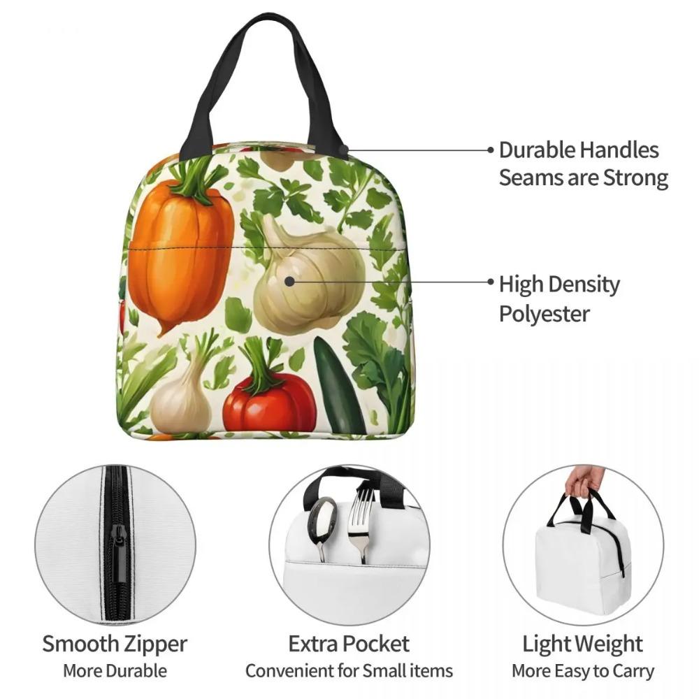 Fresh Vegetable Pattern Insulated Lunch Bag for Kids School Cooler Thermal Food Box Tote Leakproof Lunch Boxes Container