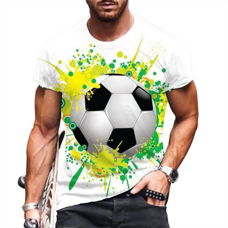 Summer Round Neck 3D Brazilian Flag Football Jersey Print Top Fashionable Casual Short Sleeved Men's T-shirts
