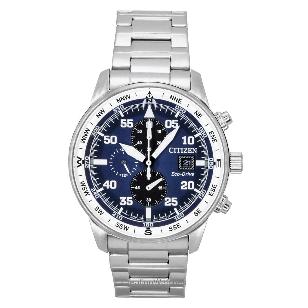 

Мужские часы Citizen Eco-Drive Авиатор Хронограф Нержавеющая сталь Синий циферблат CA0880-58L 100M синий