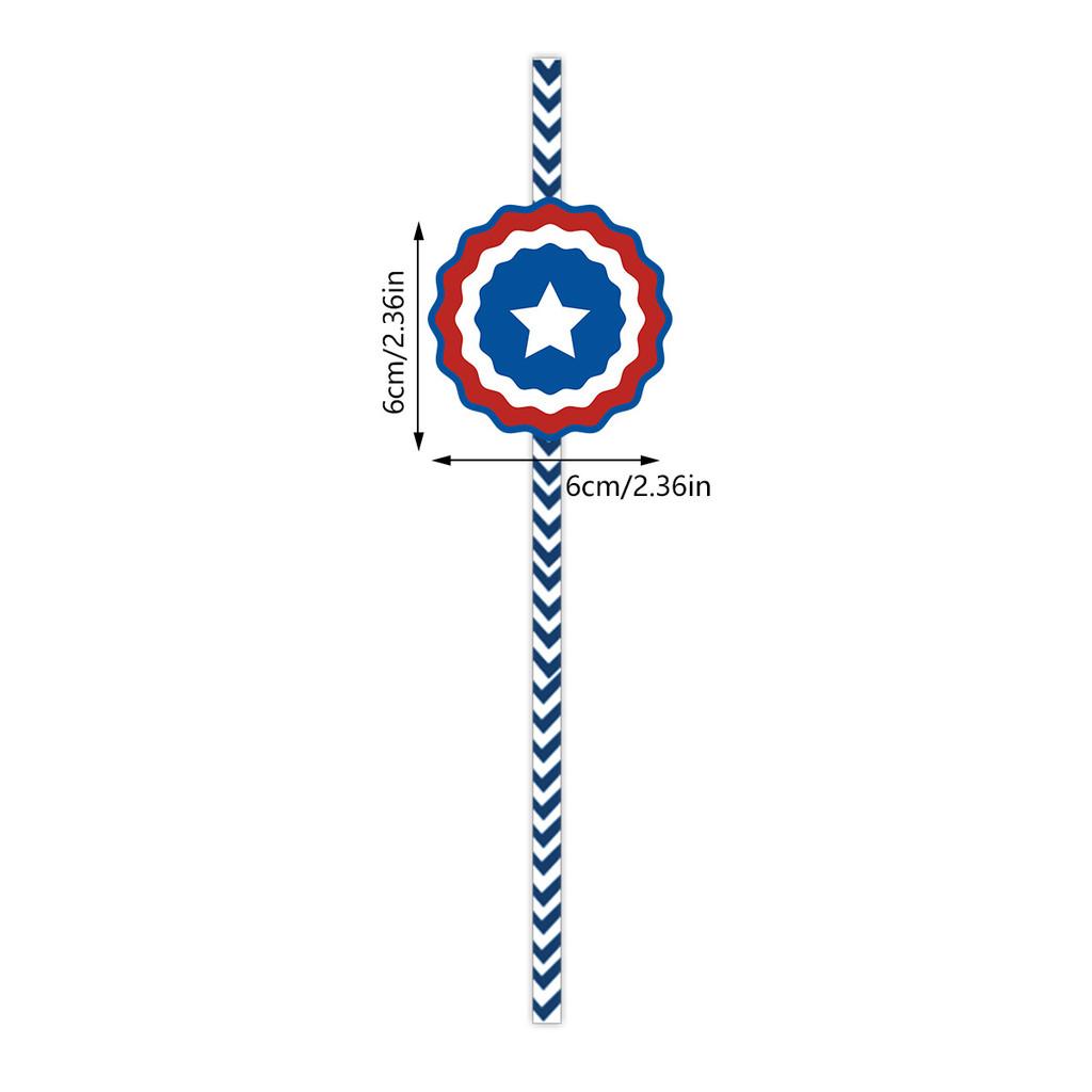 American Day Independence Paper Straws With Stars Flags For Party Decorations