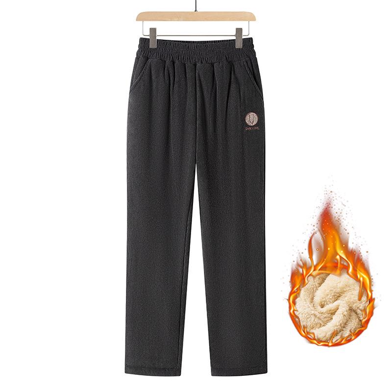Women's Winter Plus Velvet Thickened Cotton Pants for Elderly: Warm, Loose Straight-Leg Fit for Grandma