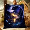 1PC Fantasy Cat Moonlit Landscape Print Adult Children Warm Blankets Home Travel Car Soft Comfortable Suitable for All Seasons