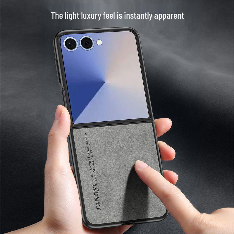 Samsung ZFlip7 Case: Ultra-Thin Lambskin Leather, Frosted Finish, Anti-Drop, Anti-Slip, for Foldable Screen.