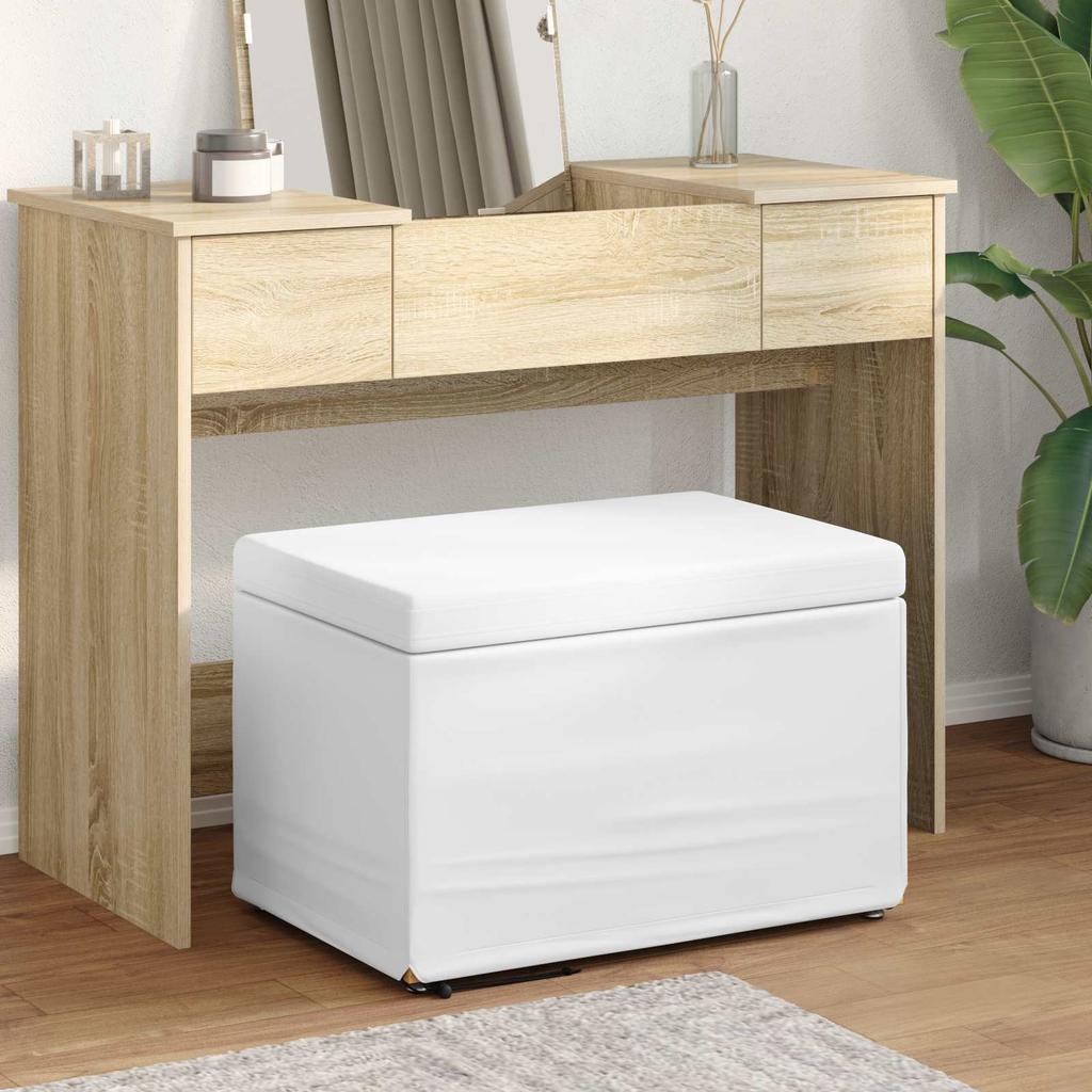 Stool White 61 x 41 x 40 cm Faux Leather and Engineered Wood