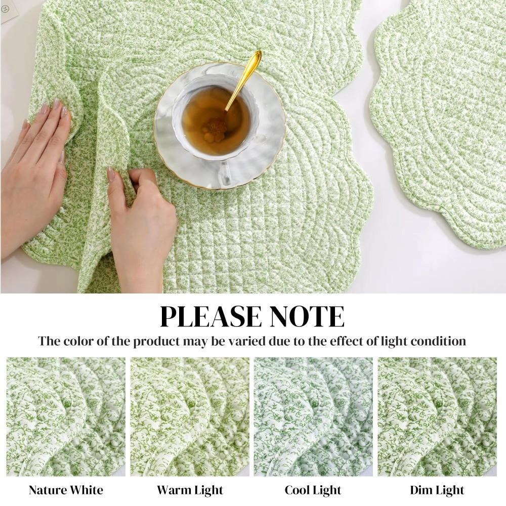 Scalloped Edge Quilted Placemats Washable Dining Placemats Gifts Round Placemats  Table Mats