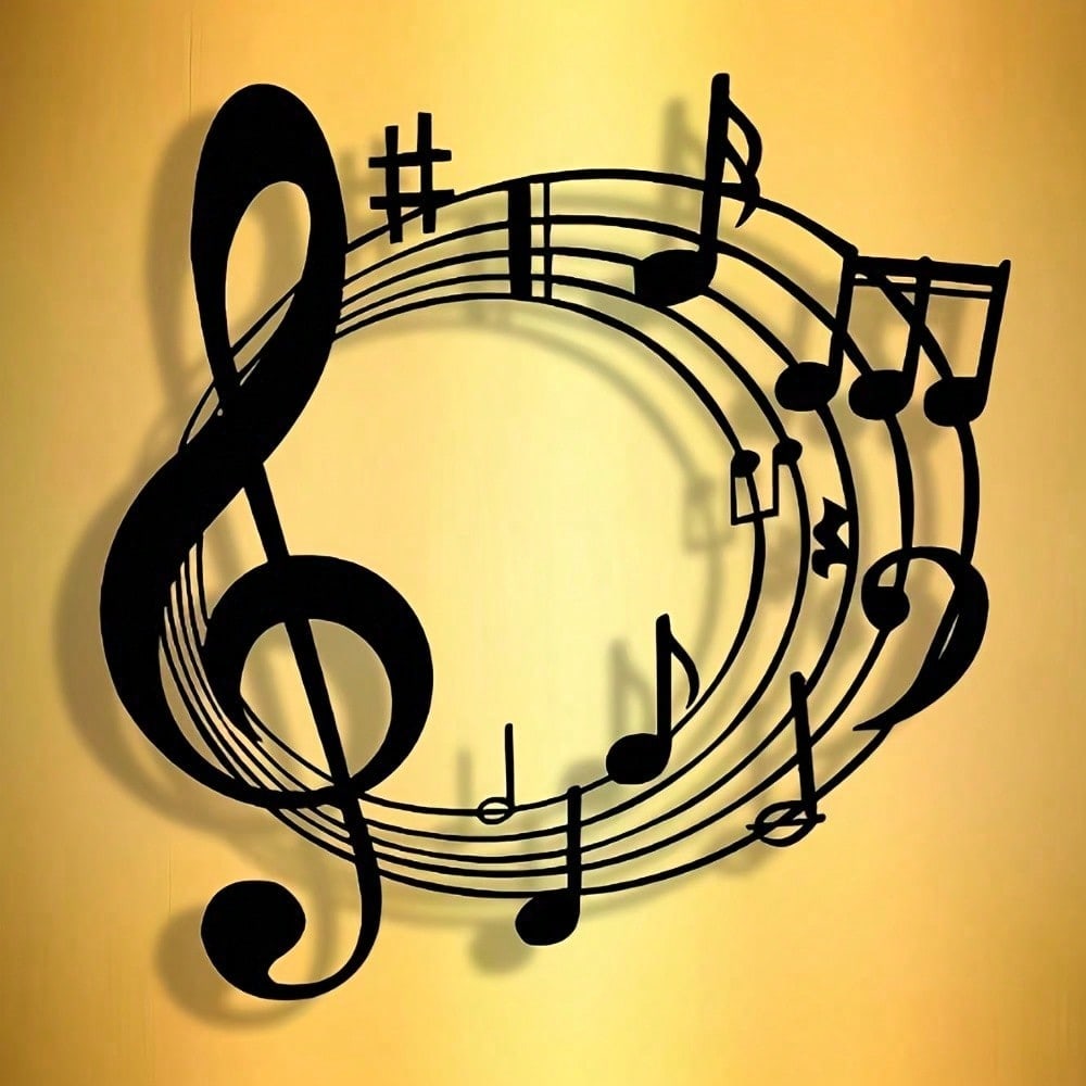 Elegant Wrought Iron Music Symbol Wall Art Black Abstract Metal Sign for Halloween Christmas Decor Farmhouse Gift