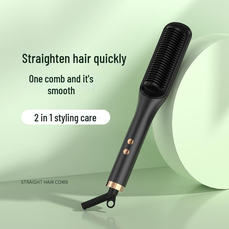 Dual-Purpose Negative Ion Hair Comb and Curler - Lazy Straight Hair and Curling Iron