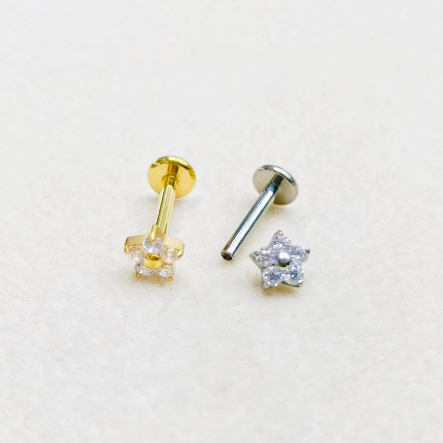 Titanium Alloy Zirconia Flower Labret Lip & Ear Stud