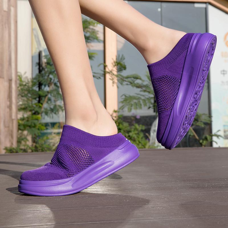 Breathable Mesh Couple Casual Shoes Knitted Lightweight Slippers Slip-on Daily Loafers for Walking Traveling Size 36-45