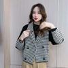 Women's Fall/Winter Suit Collar Thickened Outerwear Knit Cardigan Top Short Elegant Korean Style Mink Fleece Coat