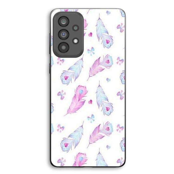 Coque de téléphone - MANIACASE - Samsung Galaxy A73 - Silicone TPU - Souple - Plumes et coeurs