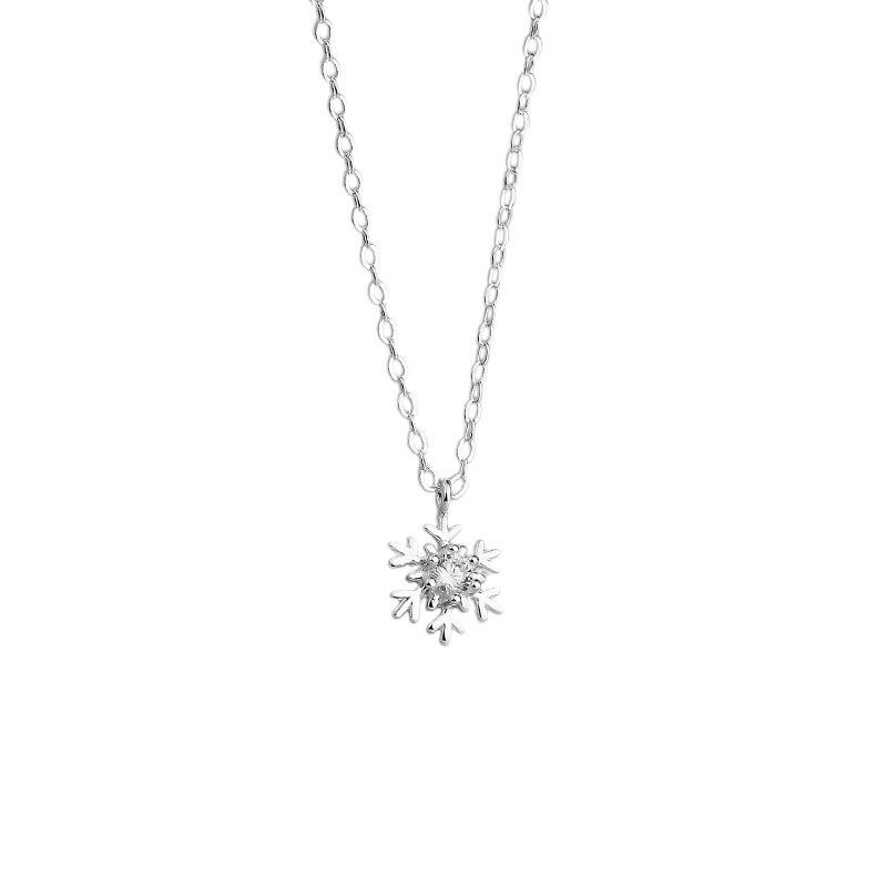 Rhinestone Snowflake Necklace - Elegant Winter Clavicle Chain with Simple, Luxurious Design