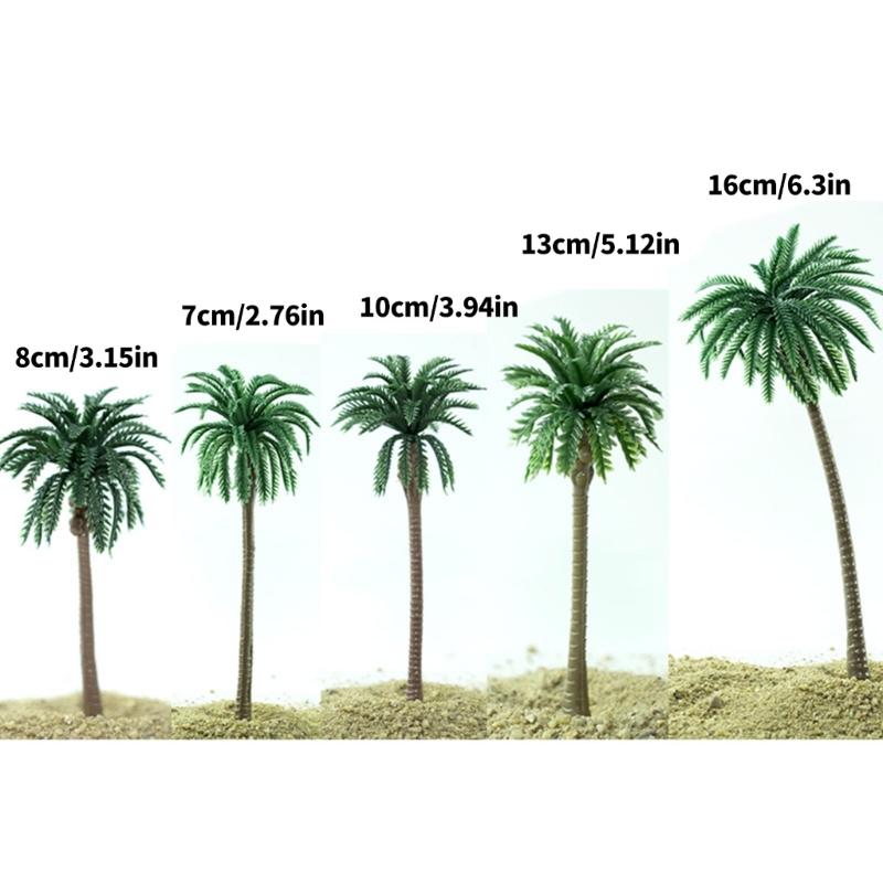 20Pcs Architectural Sandbox Decors Plastic Coconuts Palms Tree Miniature Figurine Scenery Landscape Design Accessories