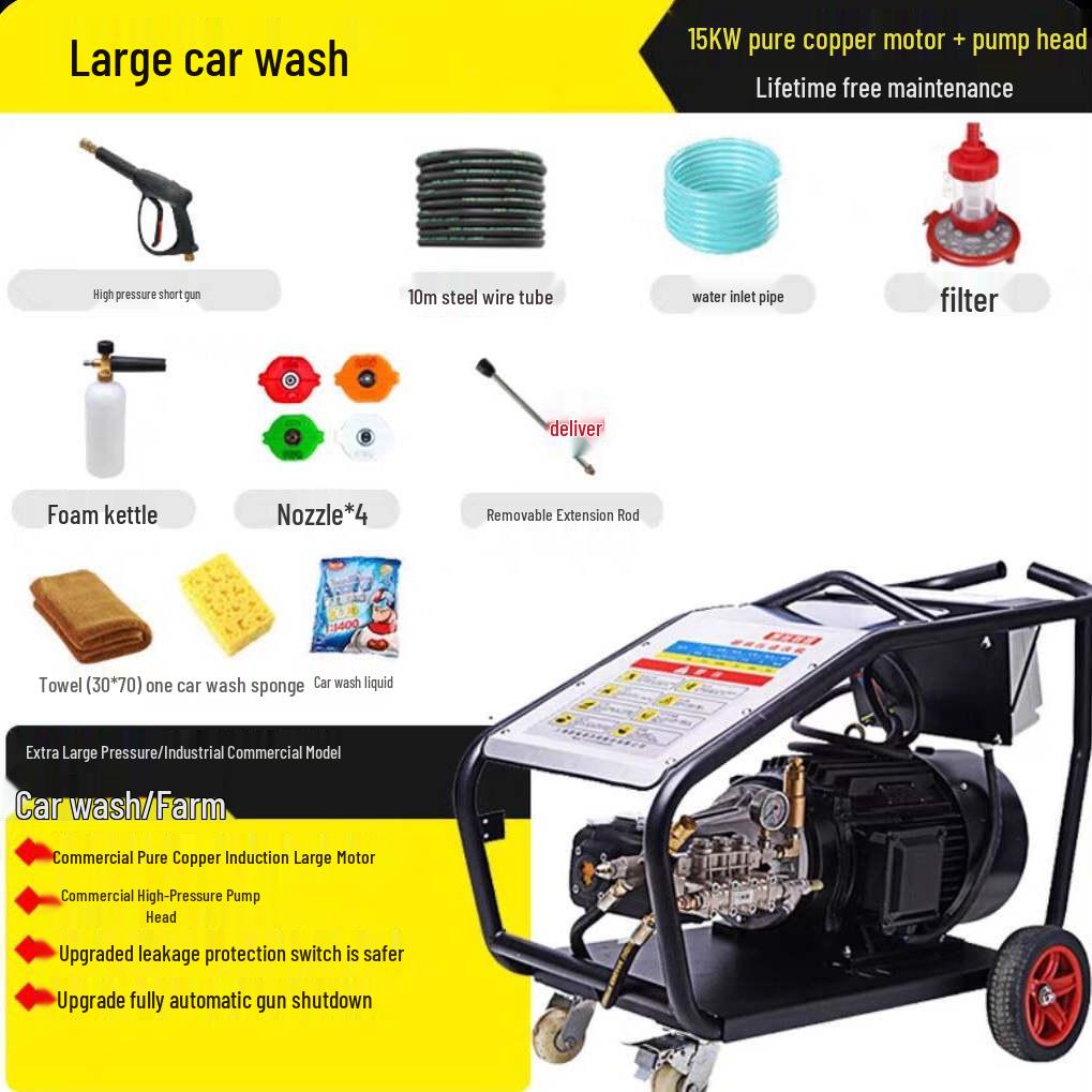 Black Cat 220V High-Pressure Car Washer: Powerful Commercial & Household Automatic Cleaning Machine with Water Gun