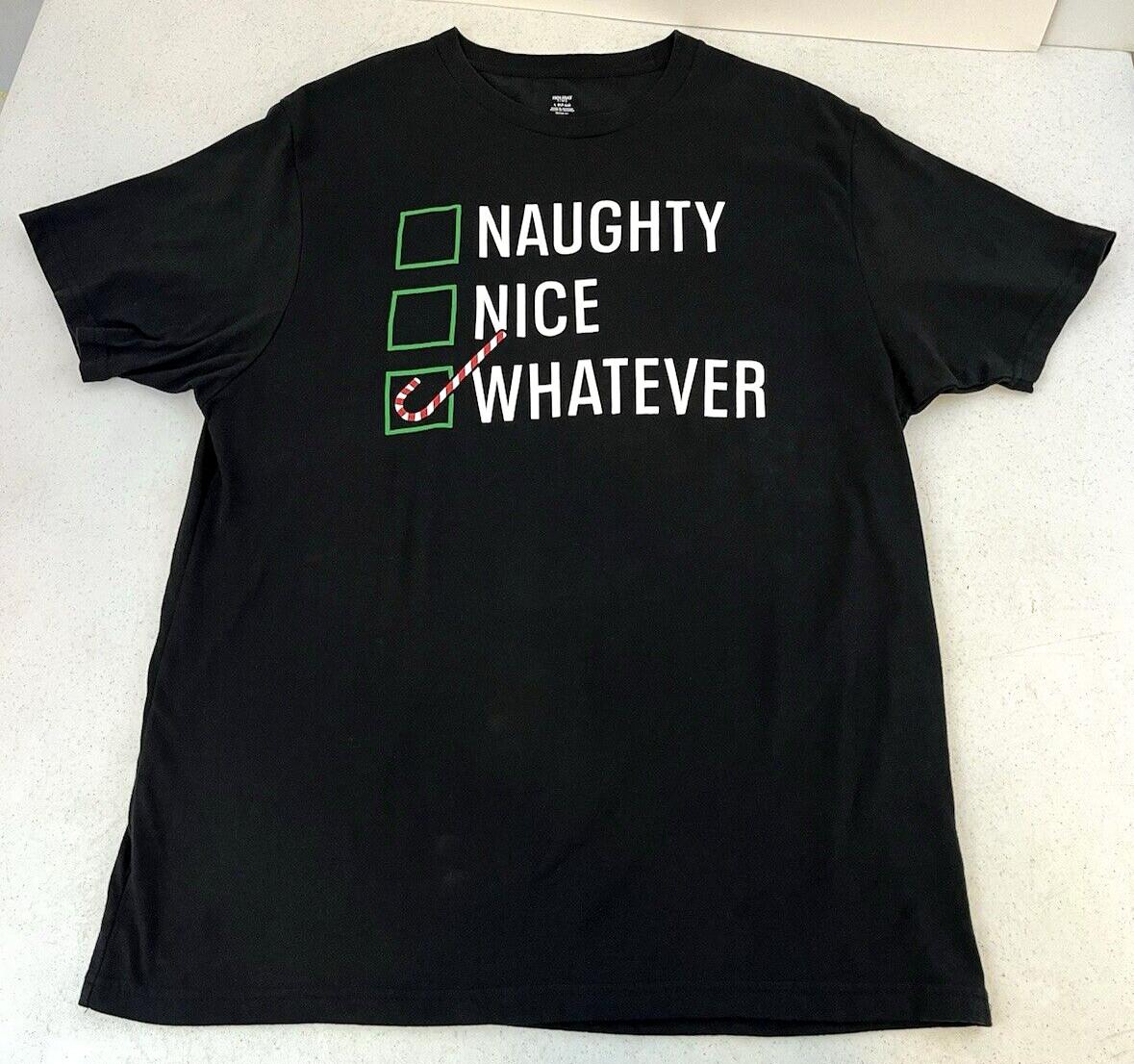Holiday Time ~ T-shirt graphique noir pour homme, taille grande, ? Naughty-Nice-Whatever ? S разноцветный