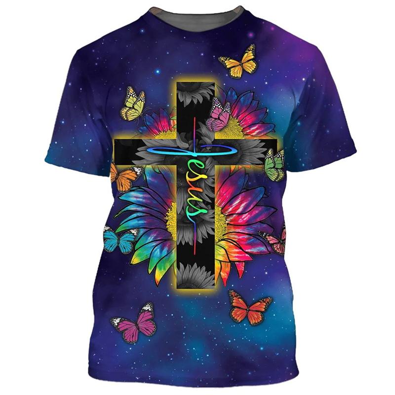 3D Print Jesus Cross T Shirt Men Women New Summmer Fashion Vintage Short Sleeve Men Oversize T-shirts Men Clothing Dropshipping