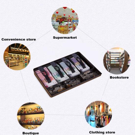 Pokladna Zásobník na peníze s kovovou sponou 4 přihrádky Pokladna Bezpečná peněženka Design Praktická výměna vložky do pokladny