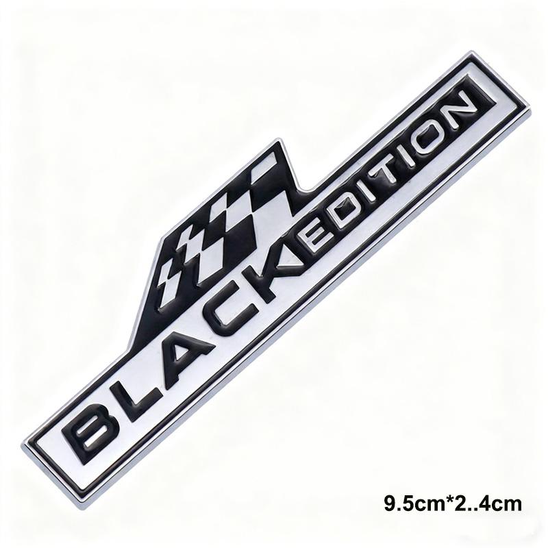 Car Black Edition 3D Emblem Sticker - Racing Checkered Flag Style Self-Adhesive Auto Body Decal Badge