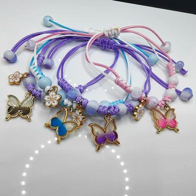 Adjustable Colorful Rope Lucky Butterfly Pendant Bracelet For Women Girls Child Birthday Gifts Charm Fashion Couple Bangles