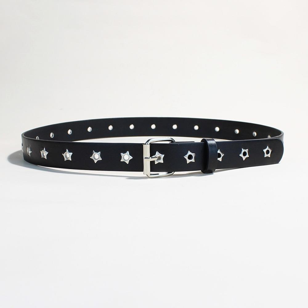 Fashion Punk Women s Belt Star Hollow Eyelet Korean Style Metal Buckle Waistband Versatile Casual Waist Strap Jeans Decor