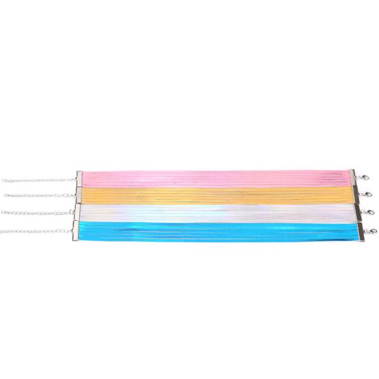 Chic Style Women Multirow 6 Layers Holographic Wide Choker Necklace Club Party