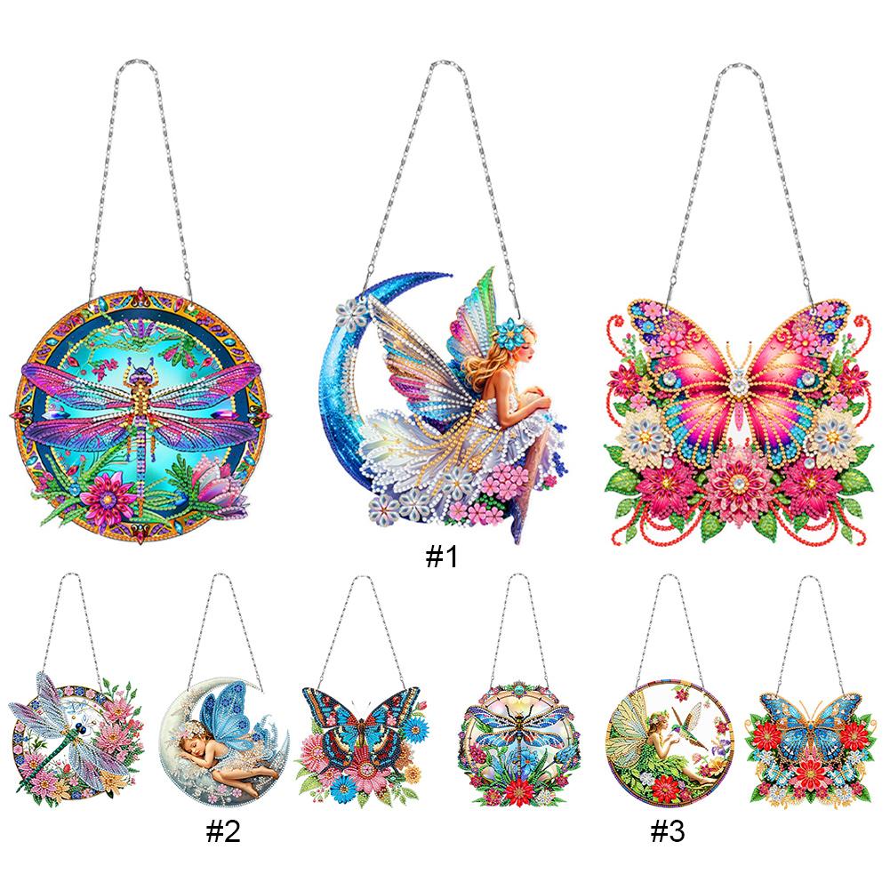 3 Stück 2D Flach DIY Spezielle Form Hängende Diamantmalerei Kits Strassstein Diamantmalerei Fensteranhänger Wanddekoration für Zuhause & Fenster