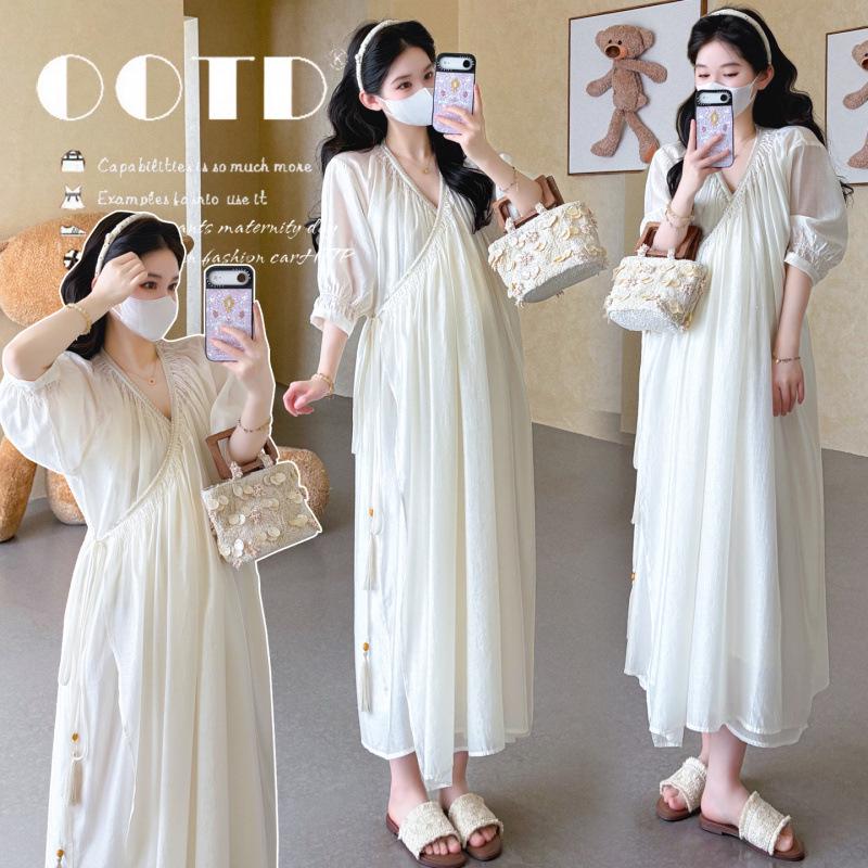 2026 Summer Tencel Maternity Dress - Exquisite Slimming Long Style