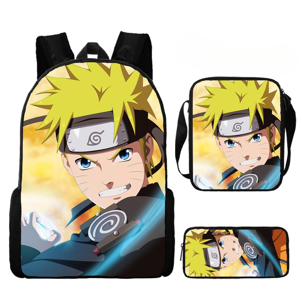 Backpack Naruto Children Set With Pencil Case And Versatile For School Trips Day