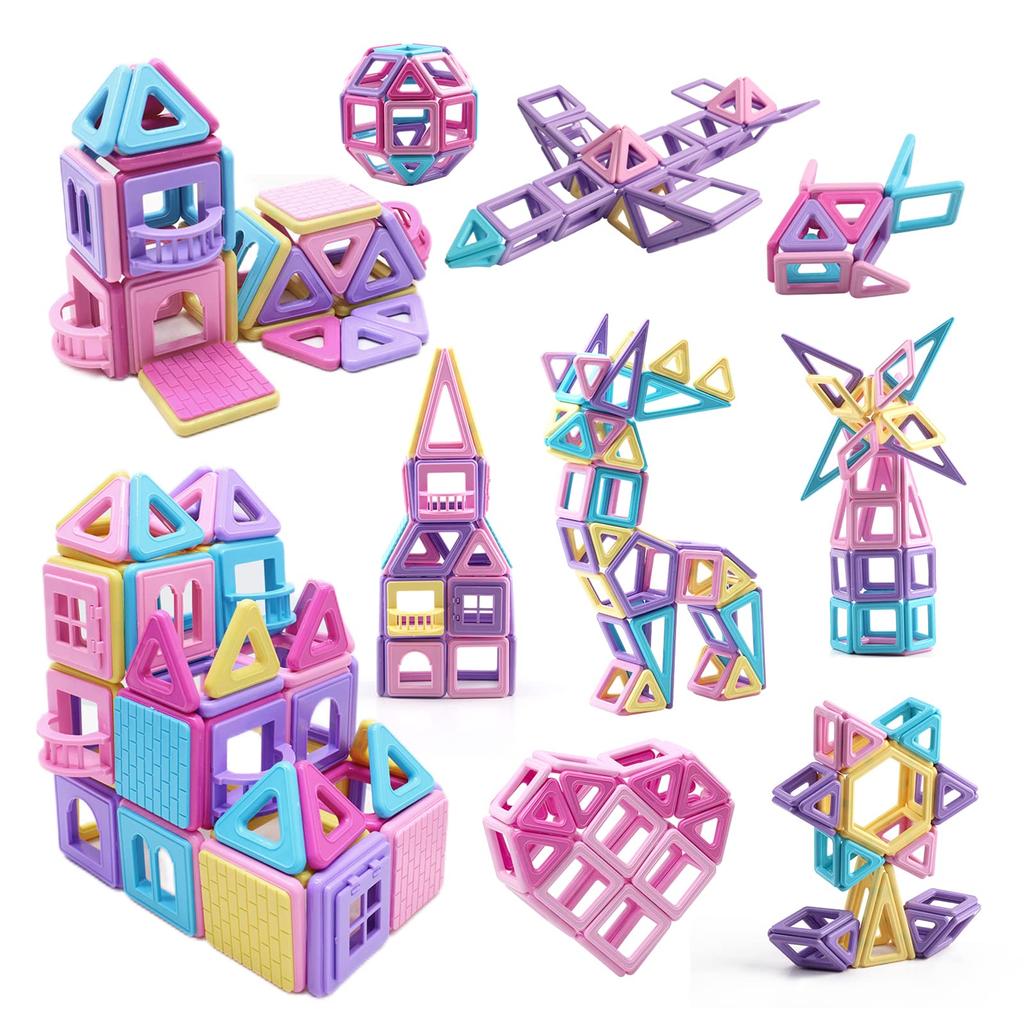 AMYCOOL Magnetic Blocks, 61 Pieces, Magnetic Toys for Girls, Blocks, Toy Refill Pack, Sold Individually, Trial Pack, Educational Toy, Cute 3D Puzzle,