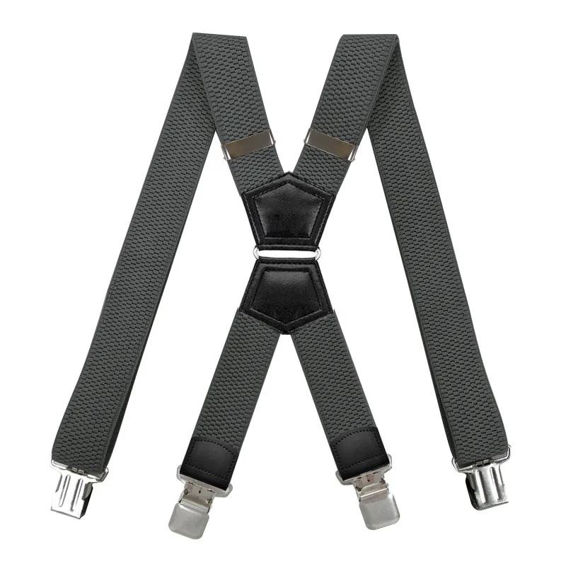 

3.8*120cm Men s 4 Clips Suspender Adult Man Adjust Elastic Strap X-Type Suspenders for Pants Men Harness DIY Suit Accessories