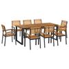 9 Piece Outdoor Dining Set Solid Acacia Wood and Metal