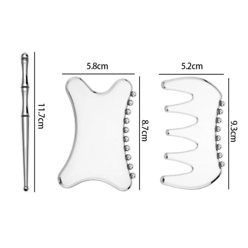 Nerezová Gua Sha obličejová pomůcka Masážní bodová masáž akupunkturních bodů Masážní deska na obličej a oči Pro tlak na hluboké tkáně Nástroj pro lifting obličeje