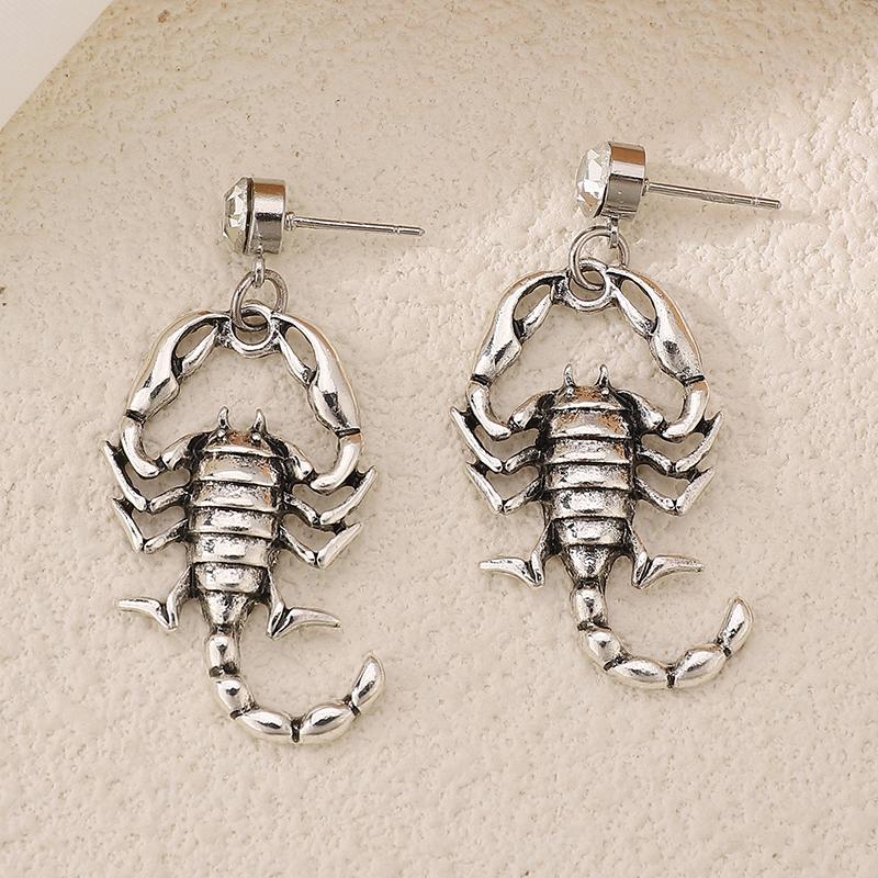 

Готические серьги-подвески в виде скорпиона для женщин и мужчин, винтажные, панк, хип-хоп, рок, преувеличенные, на Хэллоуин, подарки серебряный
