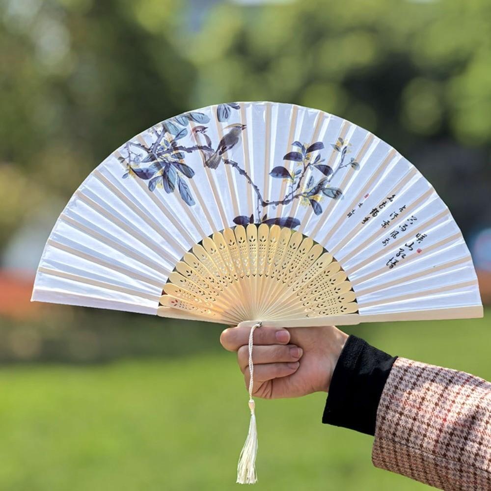 Silk Cloth Folding Flower Hand Fan Bamboo Frame Retro Handheld Fan Creative Dance Fan Gift Giving