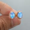 Twist Oval Opal Stud Earrings Versatile Vintage Versatile Earrings