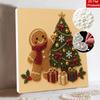 Framed Pearl Bead Art Set with Gingerbread Man Christmas Tree DIY Sparkling Canvas Painting Relaxing Hobby Gift for Holiday Wall Decor