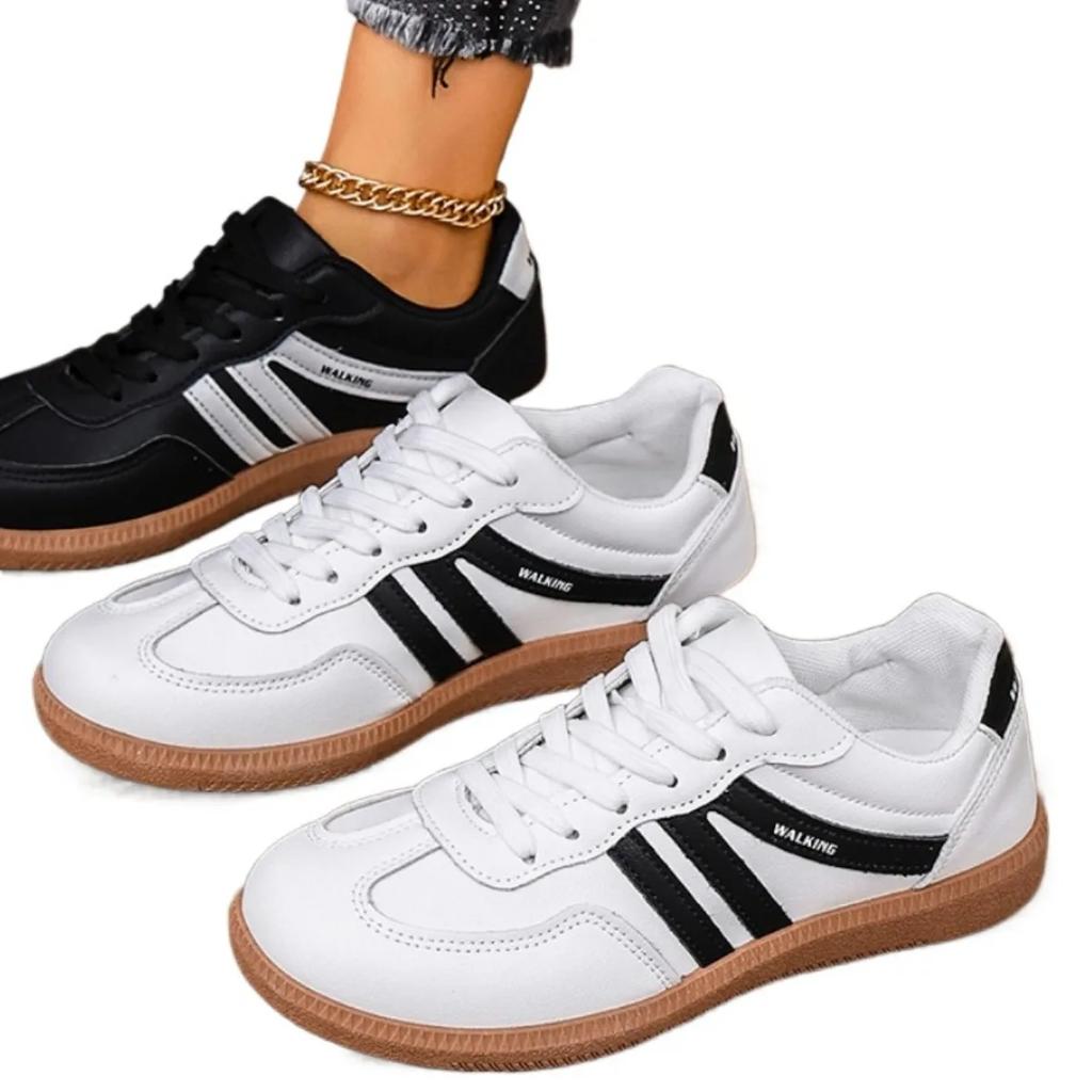 Fashion Women Fashion Casual Flats Sneakers Ladies Outdoor Walking Shoes Women Comfortable Classical Shoes Black White Sneakers Women