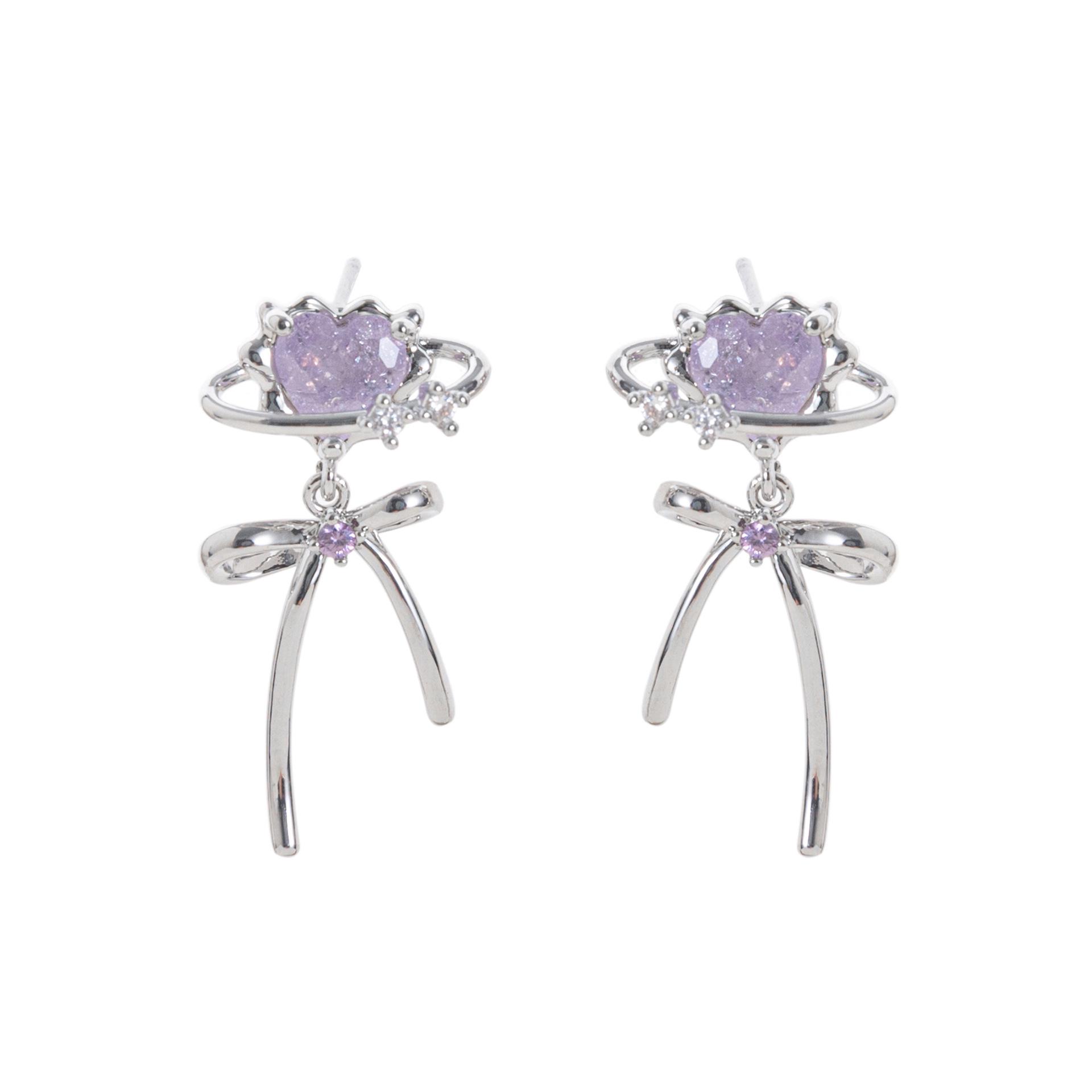 European & American Cross Heart Bow Studs: Exquisite Gold, 18K Color Retention