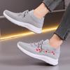 Fashion Spring Summer Yellow Shoes For Women Sports Mesh Breathable Shoes Flat Sneakers Flowers Embroidered Shoes Red Running Shoes