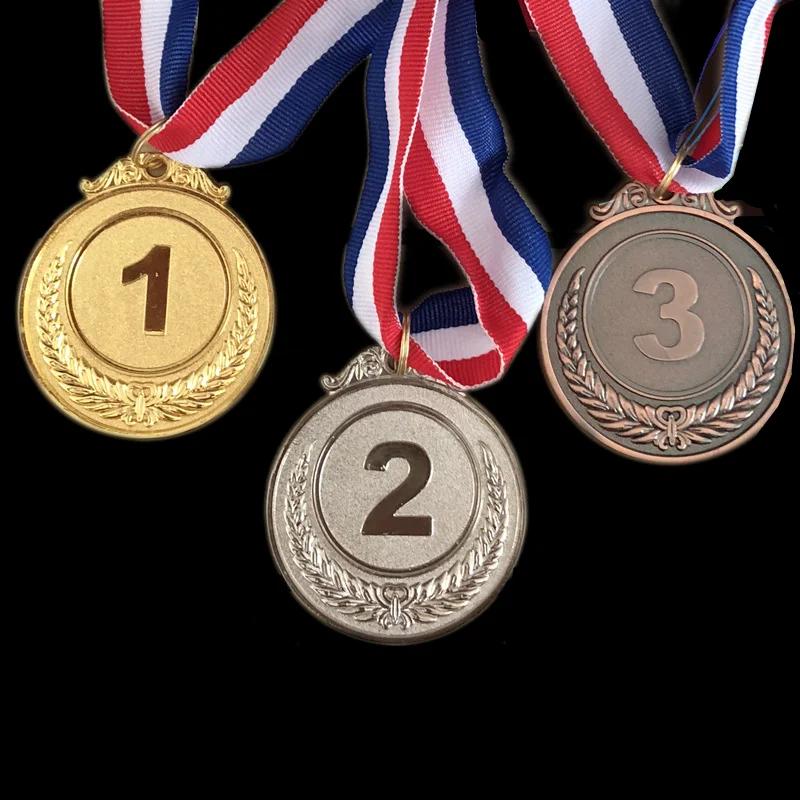 5cm Coin Metal Award Medals with Neck Ribbon Gold Silver Bronze Style for Sports Academics or Any Competition Diameter Gold Coin