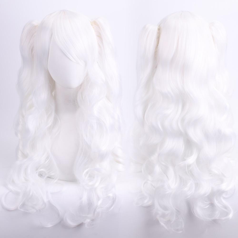 80cm Long Curly Cosplay Wig with 2 Ponytails Women Layered Wigs Pink Blue Gold Curly Wigs  Carnival