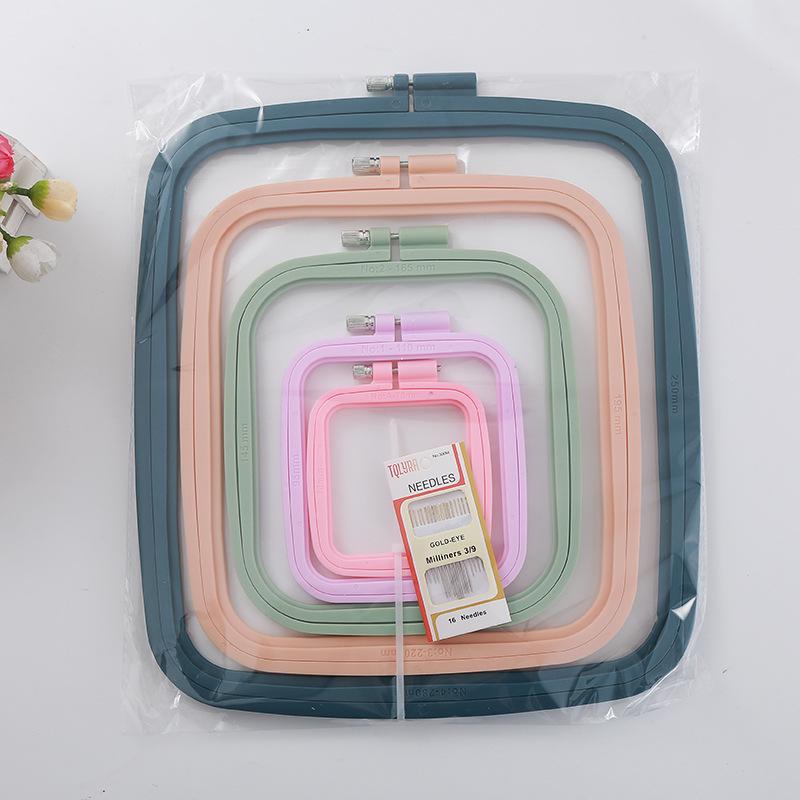 Set di Telaio per Ricamo Quadrato Off-White Colore Caramella ABS - Varie Misure