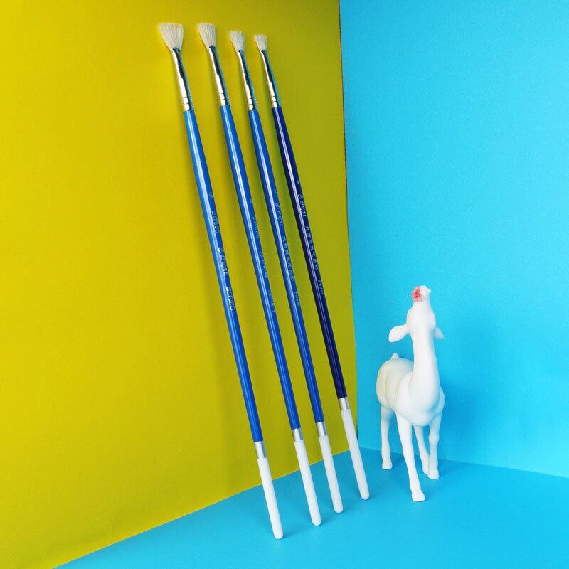 JOWOART 10 Pcs Multifunctional Art Blue Wooden Rod Pig Bristles Paint Brushes Acrylic Fan-shaped Pen Painting Set Professional Oil Brush