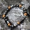 Natural Hematite Stone Beaded Bracelet Men Handmade Unfading Strand Braclet Jewelry Office Leisure Homme Accessories