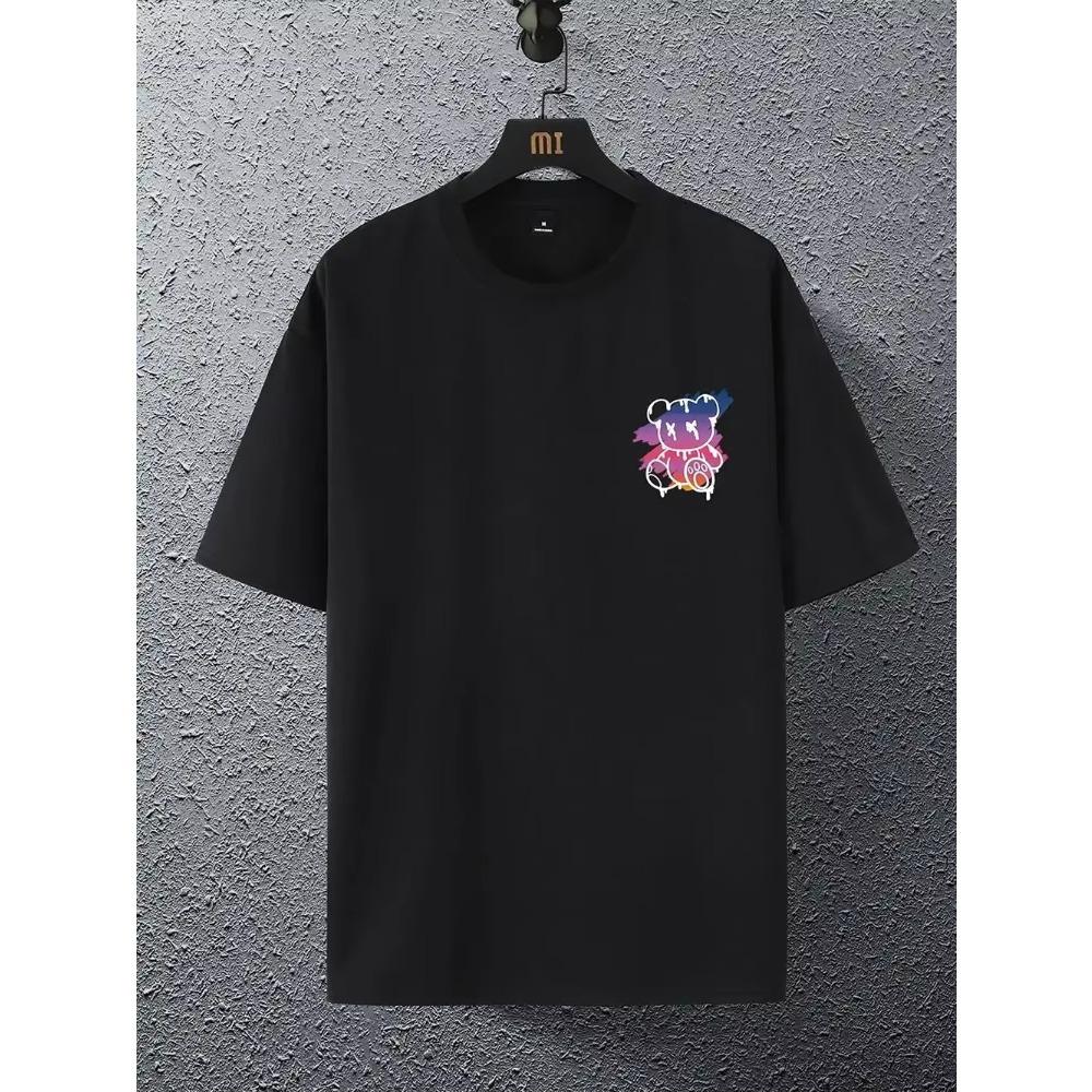 New York Art Word Cartoon Bear Sunset Scenery Design T Shirts Men Fashion Loose Summer  Oversized  Harajuku  Redtube