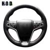 Artificial Leather Steering Wheel Cover DIY Black Hand-sewing Car Steering Wheel Covers for Opel Ignia 2014 2015 Buick Regal